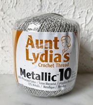 Aunt Lydia&#39;s Metallic Crochet Thread - Size 10 - One Ball Color Silver #... - $5.65