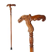 Hand Carved Wooden Walking Cane with Ergonomic Handle and Rubber Tip for... - $54.99