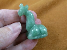 (Y-GIR-SI-566) green GIRAFFE giraffes carving FIGURINE gemstone stone gi... - $14.01