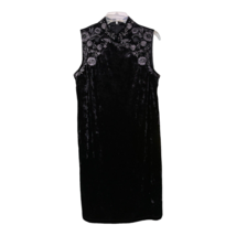 AGB Womens Black Floral Embroidery Velvet Dress Size Large New - £15.63 GBP