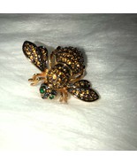 Rare Joan Rivers Amber Crystals Queen Bee W Double Wing Gold Tone Pin Br... - £97.30 GBP