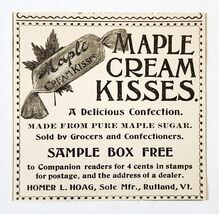 Homer Hoag Maple Cream Kisses 1897 Advertisement Victorian Candy ADBN1ttt - $14.01 CAD