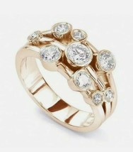 2Ct Round Simulated Diamond Art Deco Bubble Ring 14k Yellow Gold Plated - £69.89 GBP