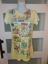 Marvel Comics Fantastic 4 Distressed Characters Fitted Yellow T-Shirt Size L EUC - £14.46 GBP