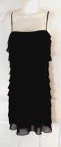 Tadashi Collection Black Spaghetti Strap Chiffon Ruffle Party Evening Dress SZ 4 - £29.80 GBP