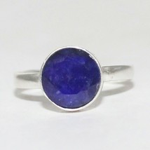 925 Argent Sterling Bleu Bague Saphir Handmade Bijoux Naissance Tout Taille - £28.20 GBP