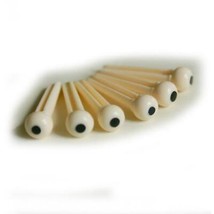 Allparts Plastic Bridge Pins, Cream with Black Dot, 6pc - $4.99