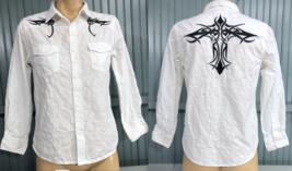 Black Jack Juniors 14/16 White Embroidered Tribal Button Shirt - £9.29 GBP