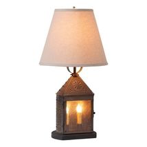 Harbor tin Lamp with Linen Shade in Kettle Black Tin image 2