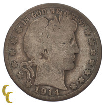 1914 Argento Barber Mezzo Dollaro 50C ( Buono, G Condizioni) Completo Cerchi - £131.39 GBP
