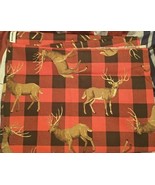 RED DEER BUFFALO PLAID RUSTIC OUTDOOR NATURE WOODS LODGE CABIN Fabric 44... - $281.56 MXN
