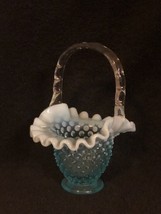 Vintage Fenton Blue Glass Hobnail Basket - 4 1/4” X 6” - £27.41 GBP