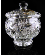 Vintage bohemian glass lidded bowl - czech republic star cut glass sugar... - £51.95 GBP