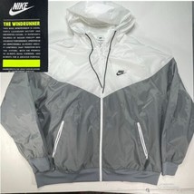 Nike Windrunner Jacket Mens 2XL Gray White Hood Full Zip Sportswear DA00... - $48.88