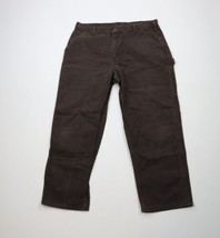 Vintage Carhartt Mens 38x30 Distressed Wide Leg Dungaree Canvas Pants Dark Brown - $98.95