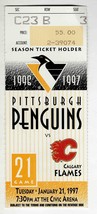 Jan 21 1997 Calgary @ Pittsburgh Penguins Ticket Mario Lemieux Goal Jagr Assist - £19.77 GBP