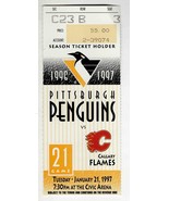 Jan 21 1997 Calgary @ Pittsburgh Penguins Ticket Mario Lemieux Goal Jagr... - £19.45 GBP