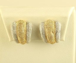 Vtg Sterling Silver Le Monde des Bijoux Sparkling 2 Tone Design Clip On Earrings - £59.21 GBP