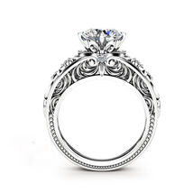 3Ct Round-Cut Diamond Solitaire Vintage Engagement Ring 14K White Gold Finish - £80.41 GBP