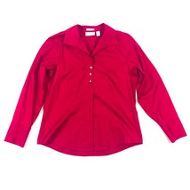 Chico&#39;s Red Long Sleeve Blouse Rhinestone Buttons No Iron Size 1 Medium - $332.72 MXN