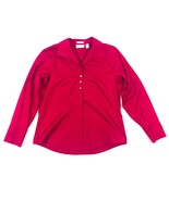 Chico&#39;s Red Long Sleeve Blouse Rhinestone Buttons No Iron Size 1 Medium - $328.48 MXN