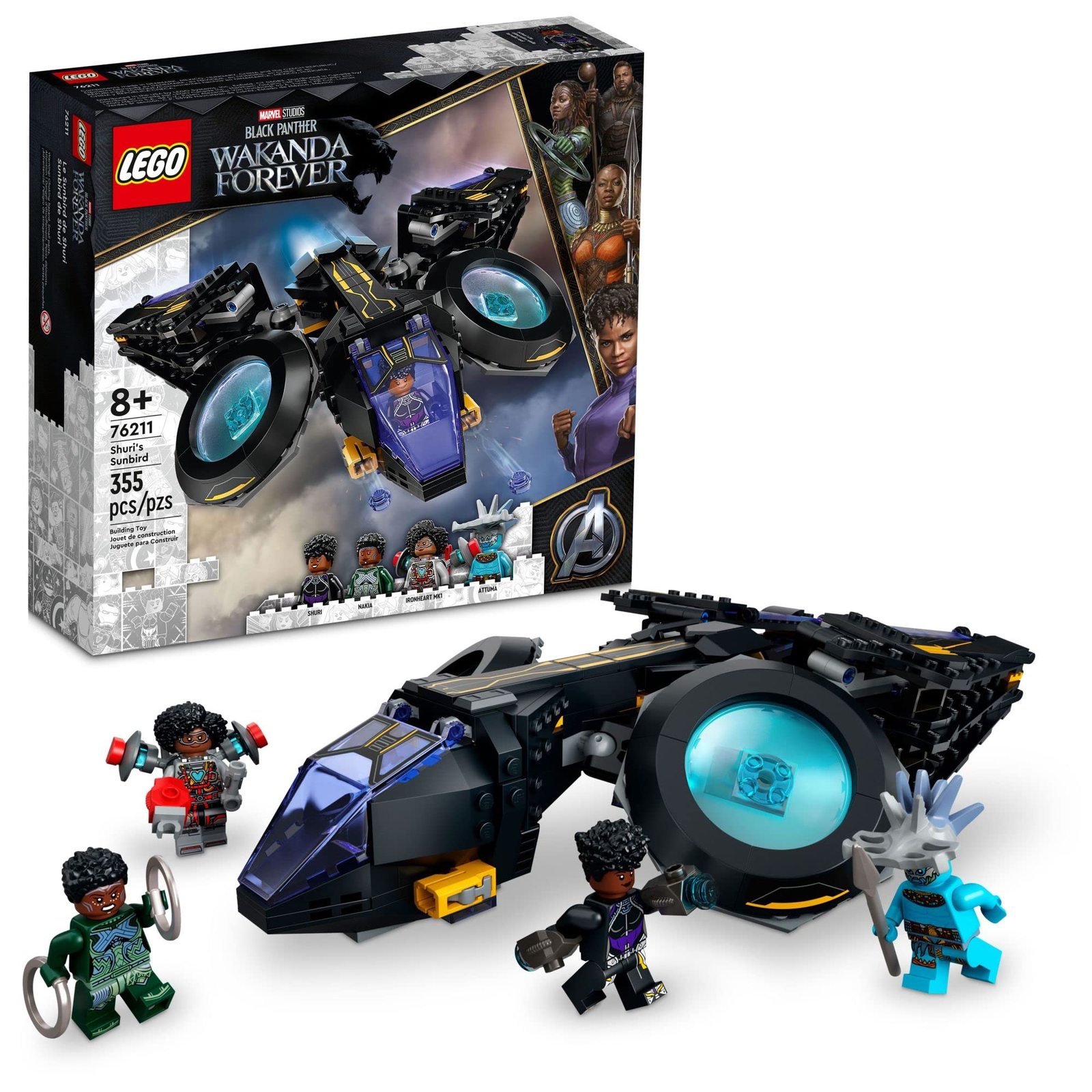 LEGO Marvel Shuri's Sunbird, Black Panther Aircraft Buildable Toy Vehicle for Ki - £37.30 GBP