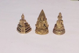 3 x THAI Buddhist Amulet Mini Statues Success Power Magic Wealth Talisman - £12.65 GBP