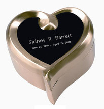 Brass Color, Funeral Cremation Urn Keepsake w. Personalized Heart Box - £86.63 GBP