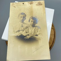 Antique Gelatin Silver Print Photo of Brother and Sister, 2 Children Portrait - £15.21 GBP