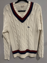 Izod Lacoste Cable Knit Vtg Tennis Sweater Men Cricket Preppy Small - £91.51 GBP