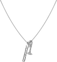 Spinningdaisy Crystal Trombone Musical Instrument Necklace - £28.76 GBP