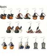 6 Piece Halloween Earrings -  Ghost Pumpkins RIP Grave Witches Feet - $12.16