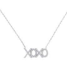 10k White Gold Womens Round Diamond XOXO Hugs Kisses Letter Pendant Necklace - £222.97 GBP