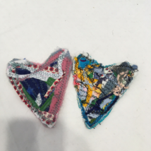 Hand crafted upcycle scrap patchwork fabric primitive country heart patches - $27.23 CAD