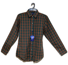Dee Cee Mens Medium Shirt Forest Green Plaid Cotton Button Down NEW - £11.74 GBP