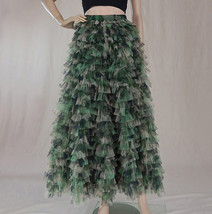 Army Print Layered Tulle Skirt Outfit Women Custom Plus Size Tulle Maxi Skirt image 5