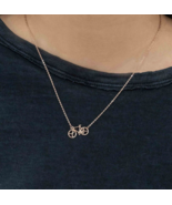 Bicycle Necklace 18K gold plated Dainty  necklace 17&quot; Clavicle necklace - £13.93 GBP