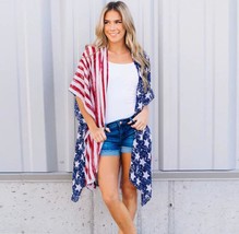 Print Casual Amercican Independence Day Cardigan for Women - $24.99