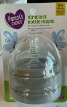 NEW 2x Parent&#39;s Choice Simplyst Baby Bottle Nipple Nipples 3+ Months Med... - $10.42