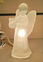 Celebrations Frosted Crystal Clear 6 1/2&quot; Light-Up Angel w/ Harp Taiwan - £15.76 GBP