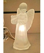 Celebrations Frosted Crystal Clear 6 1/2&quot; Light-Up Angel w/ Harp Taiwan - £15.49 GBP