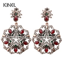 Luxury Big Earrings For Women Turkish Jewelry Ancient Gold Color Unique Crystal  - £7.26 GBP