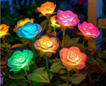 Solar Garden Lights, 4 Pack  7 Color Changing Rose Solar Lights Outdoor ... - £39.61 GBP