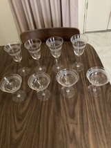 Four Etched Wine Glasses &amp; Four Dessert Dishes - £14.94 GBP