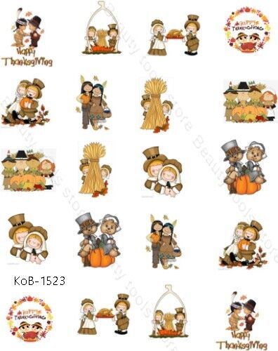 Nail Art Water Transfer Stickers Decals Thanksgiving Kids  KoB-1523 - $2.99