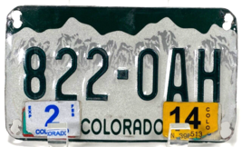 2000's Colorado Motorcycle License Plate- 822-OAH -Green/White-USA-Bike-... - $9.38