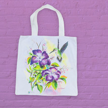 Hummingbird Floral Canvas Tote Bag By Coastal Wear - £11.79 GBP