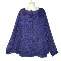 Tahari Woman 3X Layered Blouse Sheer Blue Button Up Flowy Lightweight Go... - £13.38 GBP