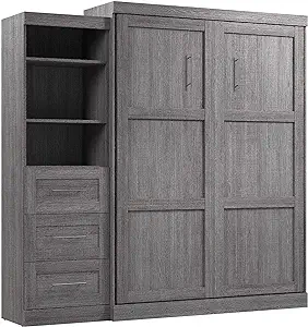 Bestar Pur Queen Murphy Bed and Shelving Unit with Drawers, 90-inch Spac... - $3,681.99