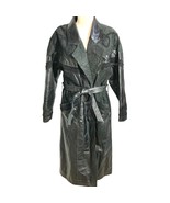 Unisex Leather Suede Trench Coat Paisley Embroidered Black Size Small Be... - £58.38 GBP
